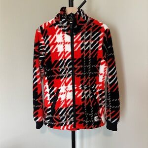 The North Face Plaid Fleece Jacket - Red, Black, White